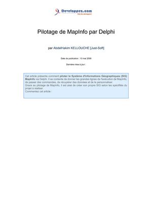 Calaméo - Pilotage de MapInfo par Delphi