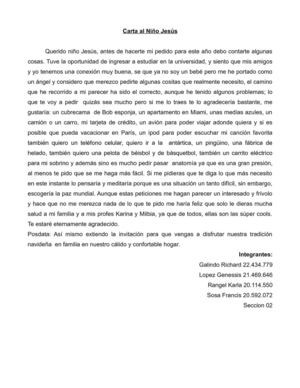 Carta al niño Jesus