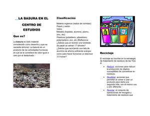 La basura en el centro de estudios (triptico)