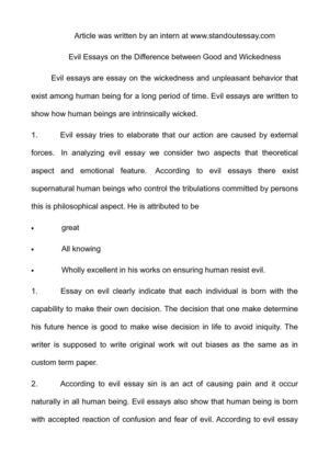 Calamo Evil Essays On The Difference Between Good And Wickedness Evil Essays On The Difference Between Good And Wickedness What Is The Thesis In An Essay also Examples Of Thesis Statements For Argumentative Essays Synthesis Essay Tips