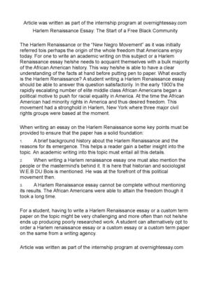 Calamo Harlem Renaissance Essay The Start Of A Free Black Community Harlem Renaissance Essay The Start Of A Free Black Community