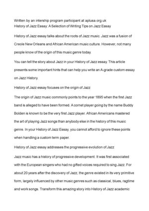 Реферат: History Of Jazz Essay Research Paper The