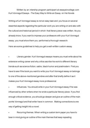 Example Of Proposal Essay Kurt Vonnegut Essays The Easy Way To Write An Essay On His Novels Example Proposal Essay also Assignment For Sale Calamo Kurt Vonnegut Essays The Easy Way To Write An Essay On Buying College Reports