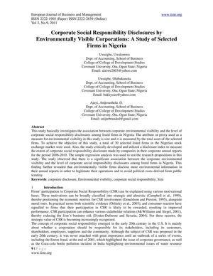 2.[9-17]Corporate Social Responsibility Disclosures by Environmentally Visible Corporations