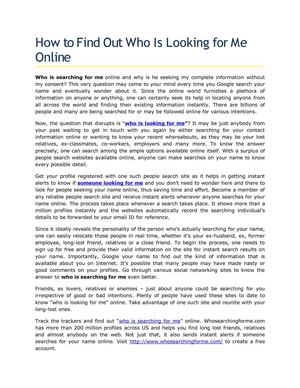 How to Find Out Who Is Looking for Me Online