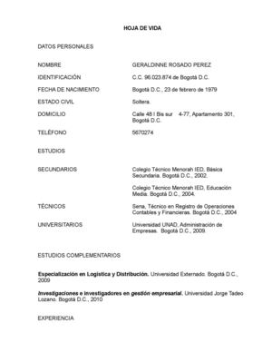 hoja de vida geraldinne