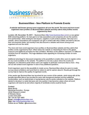 BusinessVibes - New Platform to Promote Events