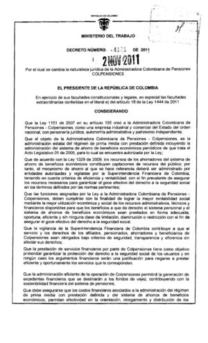 Cambio de naturaleza jurídica de COLPENSIONES