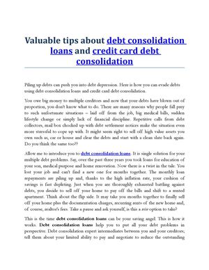 Valuable tips about debt consolidation and credit card debt consolidation - Australia