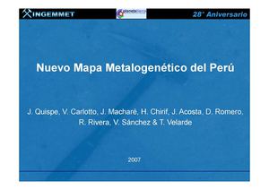 NUEVO MAPA METALOGENÉTICO DEL PERÚ