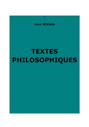 Wieger, Léon : Textes philosophiques
