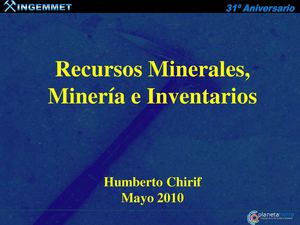 RECURSOS MINERALES, MINERIA E INVENTARIOS III
