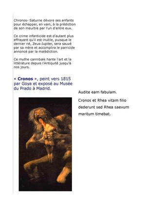 Le mythe de Chronos-Saturne et la naissance de Jupiter.