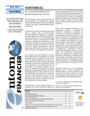 TERCERA EDICION BOLETIN ENTORNO FINANCIERO