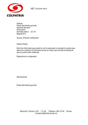 Primera notificacion
