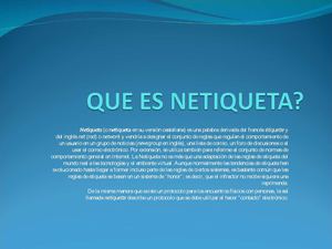 QUE ES NETIQUETA?