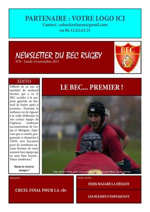Newsletter du BEC Rugby - Lundi 14 Novembre 2011