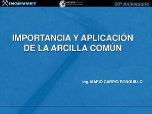 IMPORTANCIA Y APLICACIÓN DE LA ARCILLA COMÚN