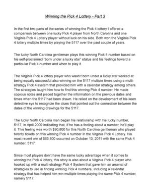 Winning The Pick 4 Lottery - Part 3