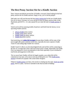 the best penny auction site for a kindle auction