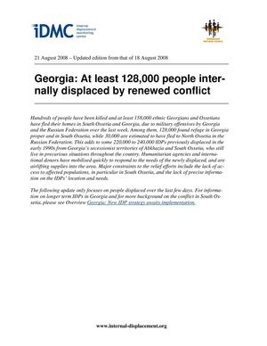 IDMC, Georgia_At least 128000 people internally displaced by renewed conflict, 21 August 2008