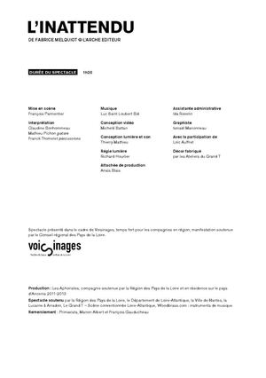 Programme de salle "L'inattendu" oct 2011 - Le Grand T