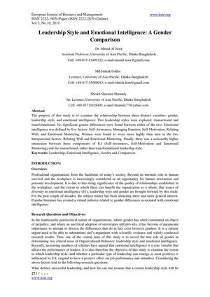 3. [27-52]Leadership Style and Emotional Intelligence --A Gender Comparison