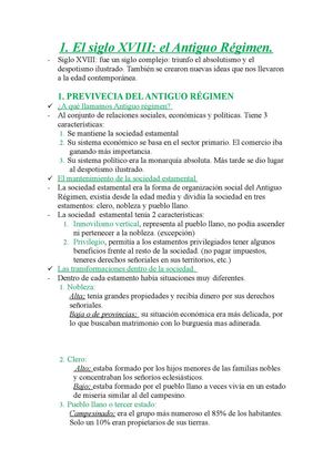 El siglo XVIII: el Antiguo Régimen.