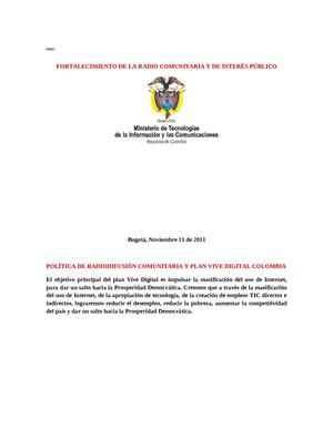 FORTALECIMIENTO DE LA RADIO COMUNITARIA Y DE INTERÉS PUBLICO