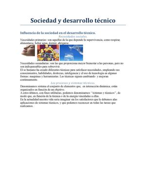 sociedad y desarrollo tecnico