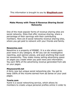 8 Revenue Sharing Social Networks