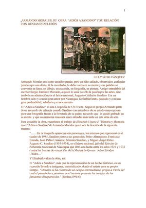 Armando Morales, su "Adiós a Sandino" y su relación con Benjamìn Zeledón