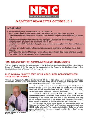 DIRECTOR’S NEWSLETTER OCTOBER 2011