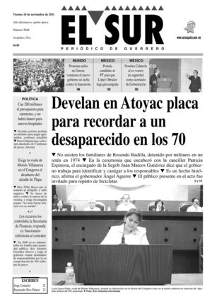 El Sur 18 de noviembre de  2011.