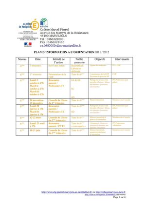 Plan d'Information à l'Orientation du collège Marcel Pierrel