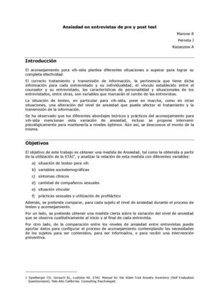 Ansiedad en entrevistas de pre y post test