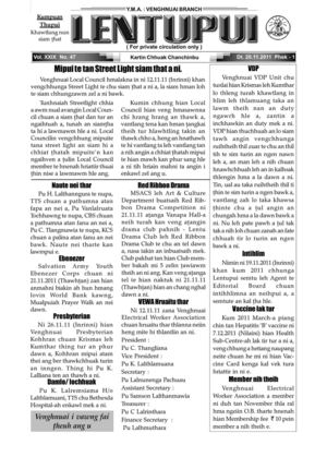 Venghnuai Branch YMA Chanchinbu : Lentupui 20 November