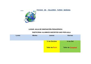 FECHAS DE ACTIVIDADES SEMANA TECNOLÓGICA