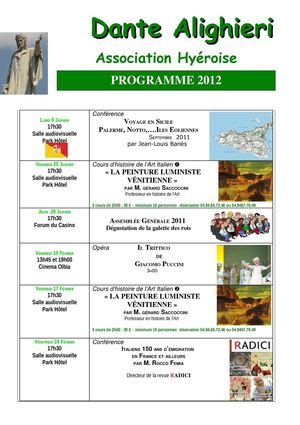 Programme Dante 1er semestre 2012