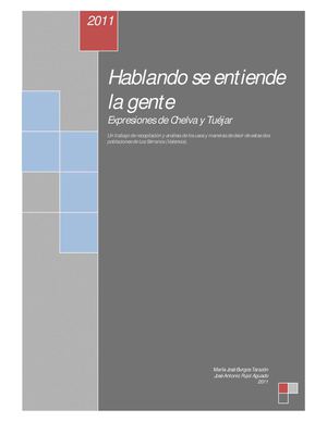 Hablando se entiende la gente. Expresiones de Chelva y Tuéjar