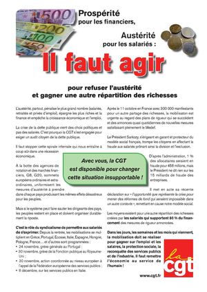Prospérité pour les financiers, Austérité pour les salariés