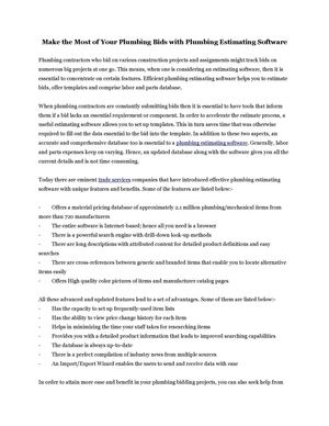 Make the Most of Your Plumbing Bids with Plumbing Estimating Software