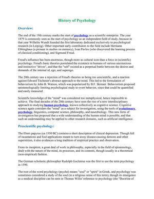 History of Psychology