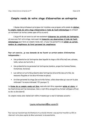 Consignes pour le rapport de stage