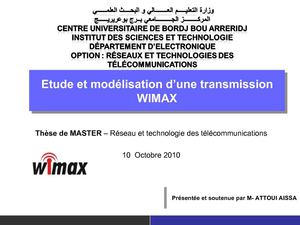 Etude et modélisation d’une transmission WIMAX