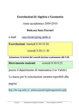 Algebra esercitazioni