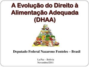 Palestra "A Evolução do Direito à Alimentação Adequada (DHAA)"