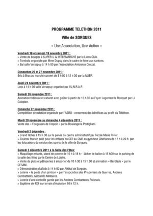 Programme Téléthon officiel Sorgues 2011