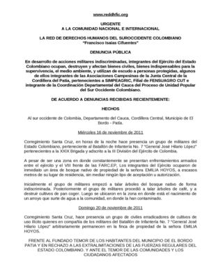 DENUNCIA PÚBLICA Municipio de El Bordo - Patía - Depto. CAUCA. 
