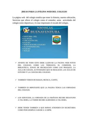 IDEAS PARA LA PAGINA WEB DEL COLEGIO
